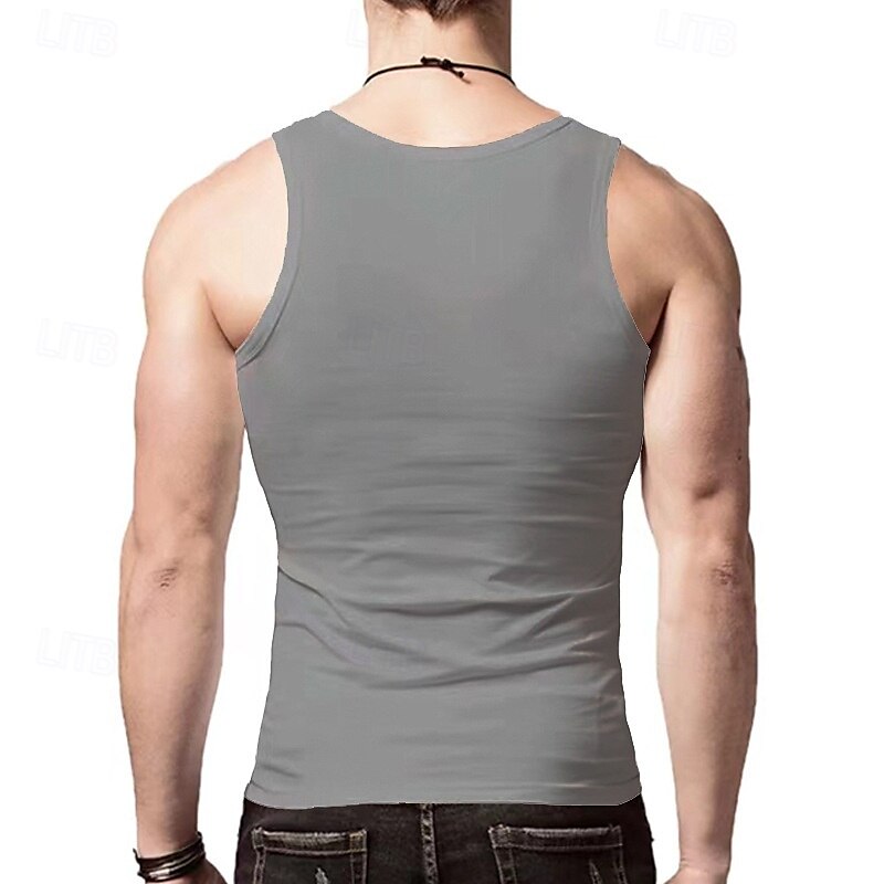 Homens Malha Íntima Top de colete Camiseta Interior camisa sem manga Sem Manga Gola Redonda Verão Tecido Moda Designer Básico Clássico Férias Rua Para Noite Preto Branco Vinho Top Tee para Homens de 2025 por $11.99 –P10
