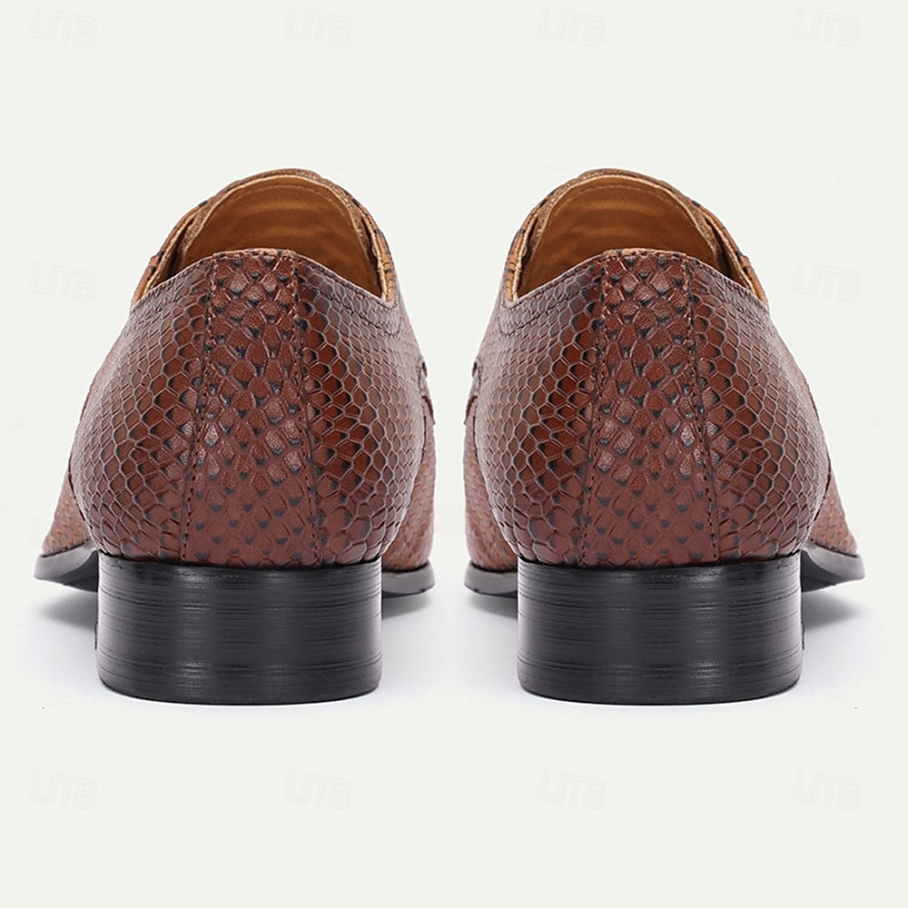 Elegante Oxford-Schnürschuhe aus Pythonleder für Herren – perfekt für Kentucky Derby und formelle Anlässe 2026 - $99.99 –P6