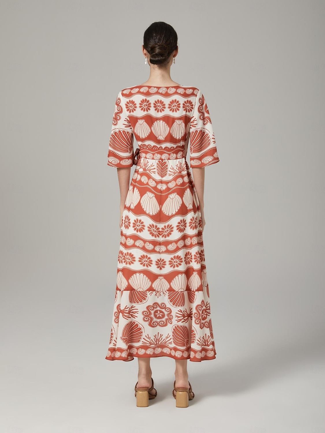 Per donna Abito in Raso Abito Lungo Maxi Abito Arancione Nodo frontale Vacanza XS S M del 2025 a $71.99 –P2