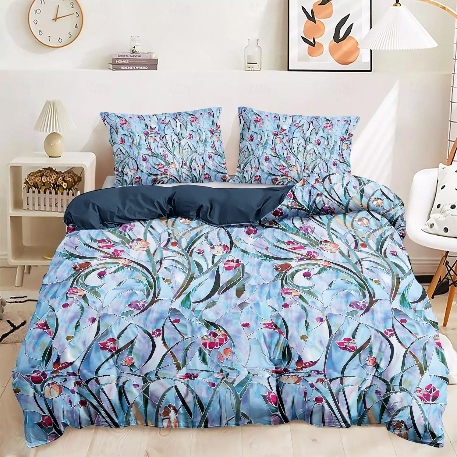 Blommig Duvet-set 100% Bomull Mjuk och Andningsbar Sängkläder med Färgglada Glasblommor Lätt och Hållbar Täcke Bekväm för alla säsonger Lätt att ta hand om 2025 - $60.99 –P8