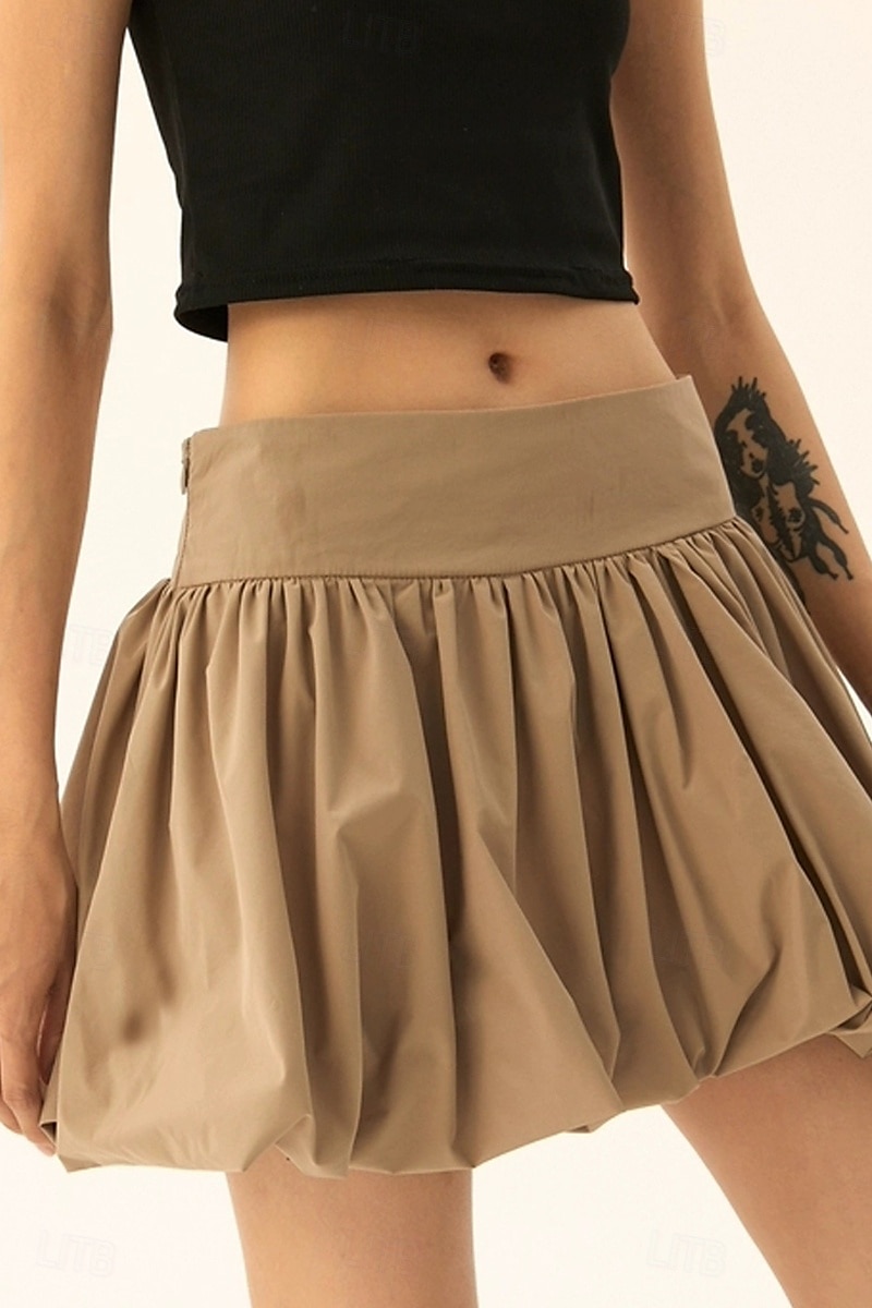 Dámské Sukně Minisukně Módní Mini Střední vzestup Sukně Bez vzoru Nabírané šaty Lehce elastické Dovolená ulice Černá Růžová Velbloudí Šedá Léto Polyester 2025 - $21.99 –P18