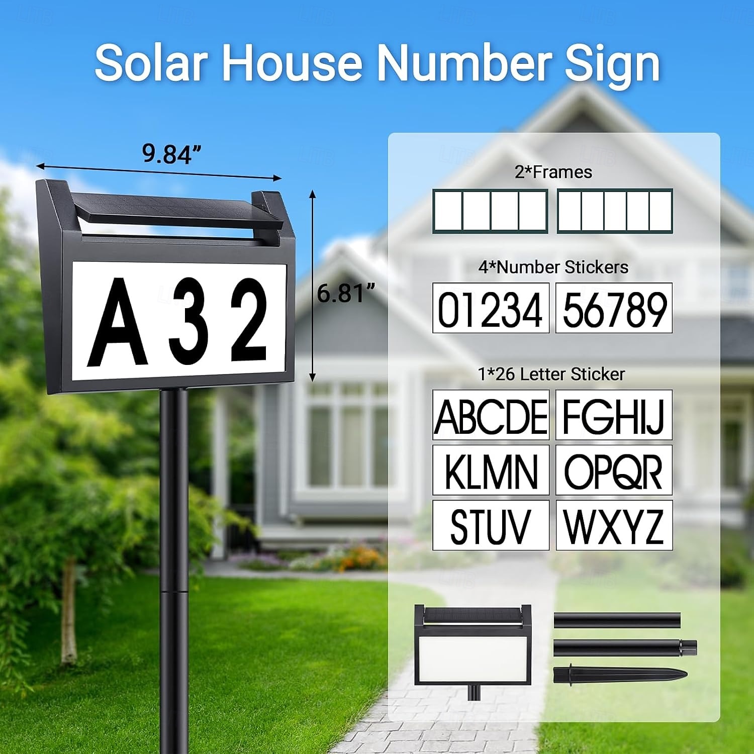 Solar Address Lights LED Illuminated Outdoor Address Plaque with Smart Control 3-Color in 1 Waterproof Solar Powered House Number Light with Stakes for Outside Home Yard Street House 1PC 2026 - $60.99 –P7