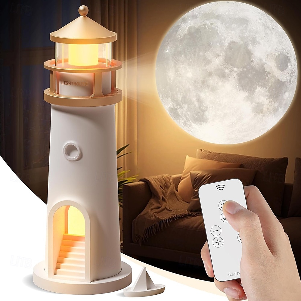 LED Night Lights Spotlights Moon Lamp Projector Night LightLighthouse Decor Light Night Light for KidsMoon Light Galaxy Projector Rechargeable LED Aesthetic Table Lamp Christmas Birthday Gifts for Kids Boys Girl 2025 - $40.99 –P1