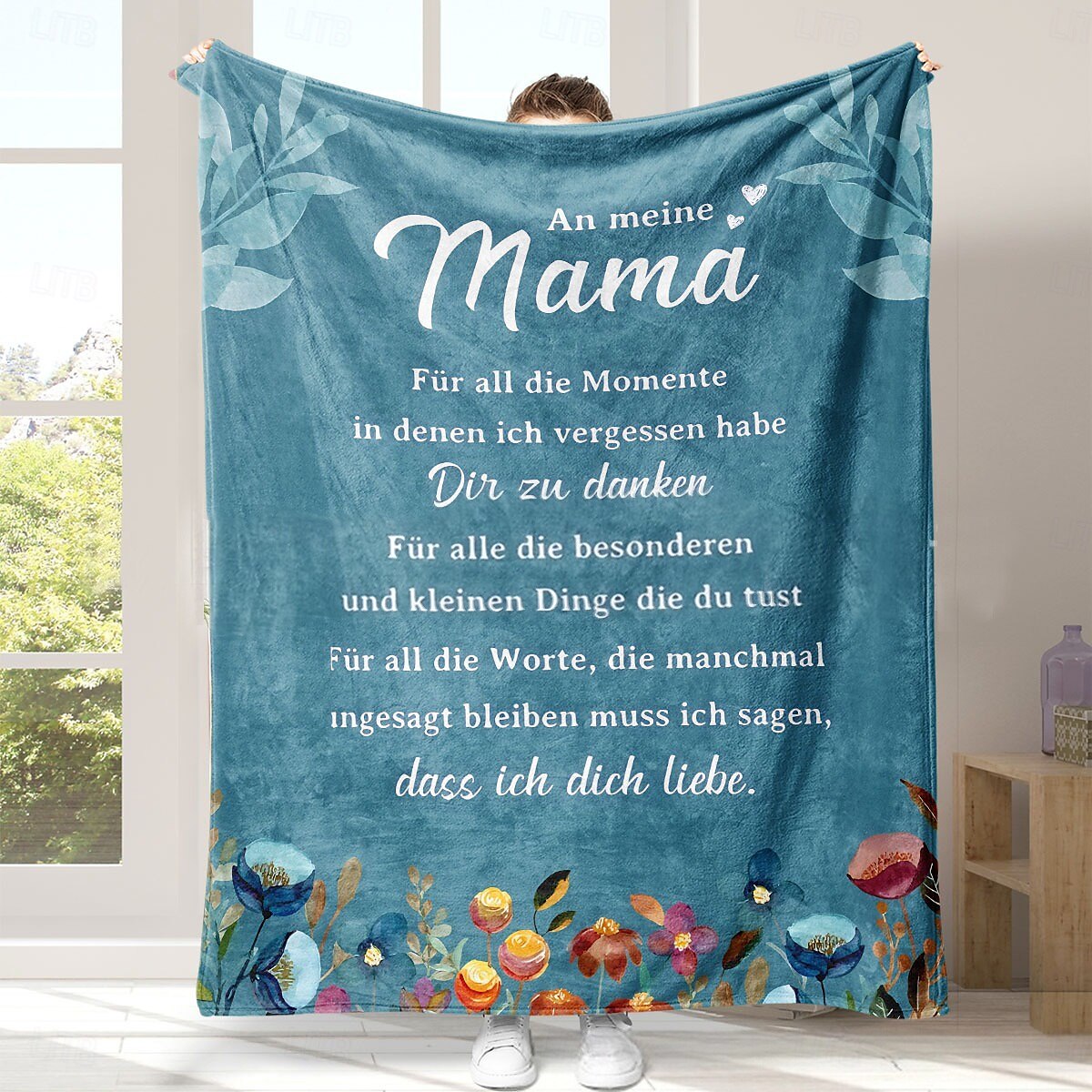 morsdagsteppe, et brev til mor, morsdagsgave myk og koselig, perfekt gave til mor, blomster- eller hjertedesign, varm og behagelig 2025 - $19.99 –P9