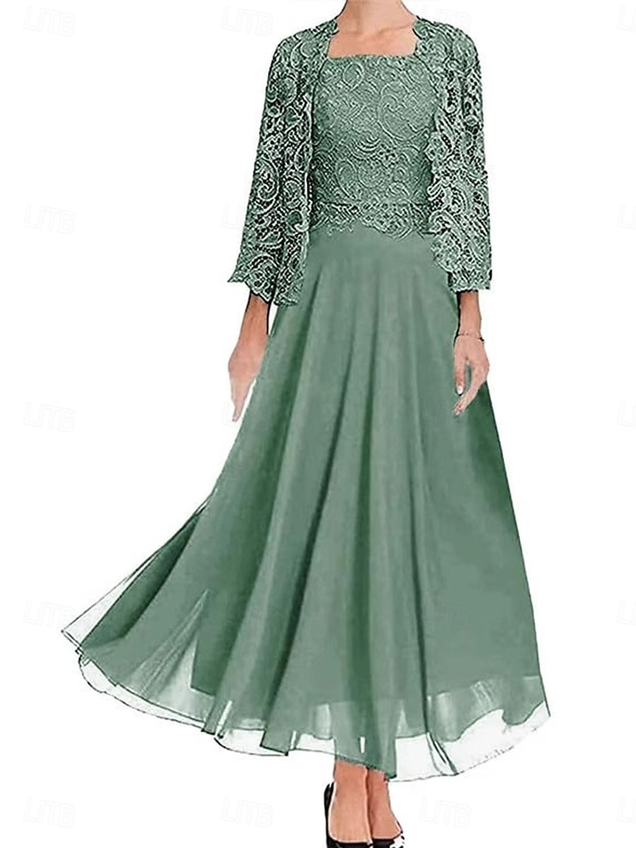 Abito da sera Abito da cerimonia per signora Elegante Festa Semplice Squadrata Lungo Poliestere Manica lunga con Tinta unita 2025 del 2025 a $99.99 -P1