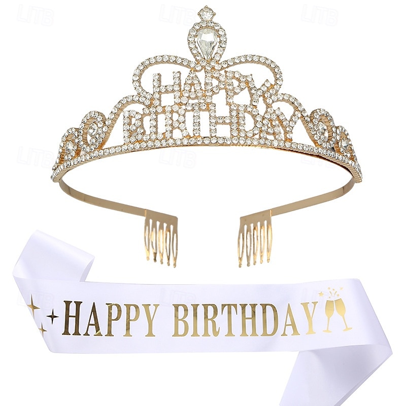 Birthday Party Girl and Women Elegant Decorations 2-Piece Set Headband and Sash with 'Happy Birthday' - Available in Multiple Color Combo 2025 - $10.99 –P5