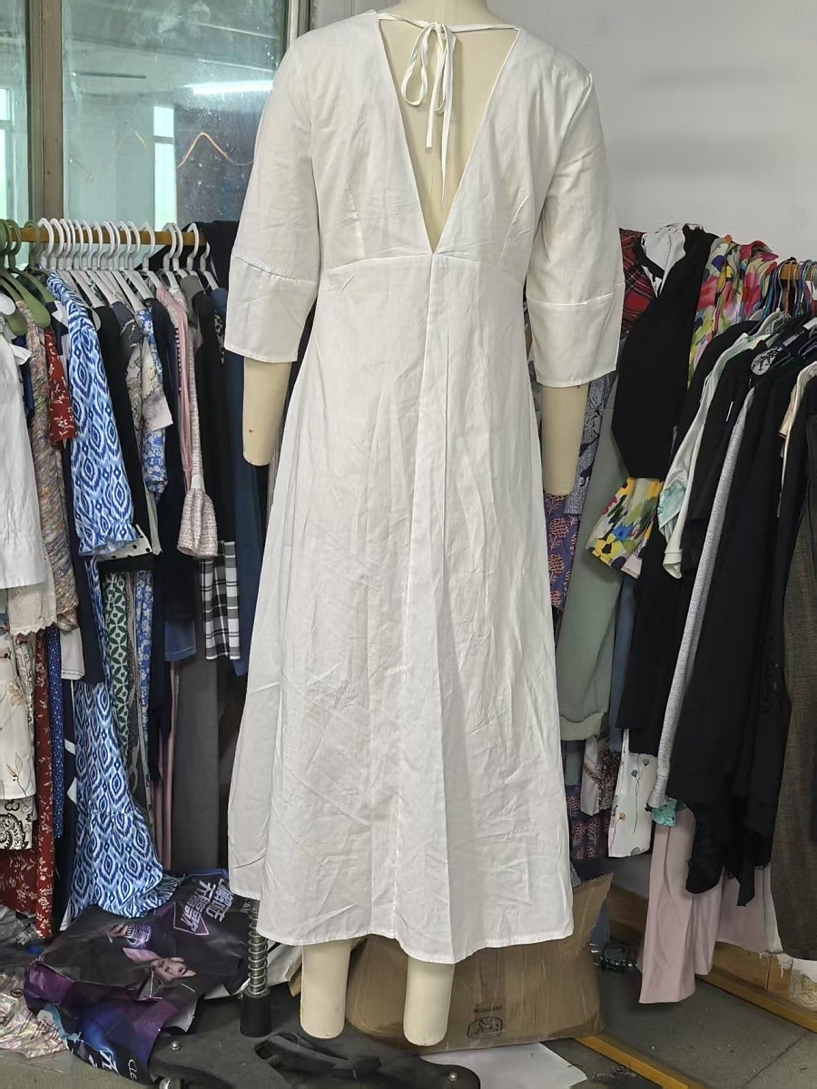 Damen Langes Kleid Maxikleid Freizeitkleid Sommerkleid Boho-Kleid Elegant Mode Basic Puffärmel Büro Geburtstag Täglich Normale Passform Einfach Halbarm Tiefer V-Ausschnitt Weiß Sommer Frühling Herbst 2025 - $23.99 –P4