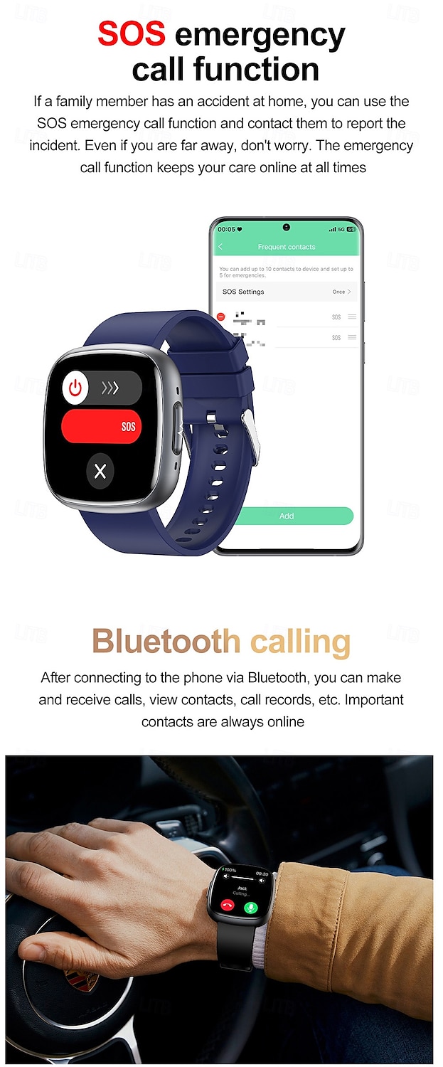 Smart Watch Blood Glucose ECG Blood Pressure Body Temperature Monitor Android iOS IP68 1.75 2025 - $69.99 –P14