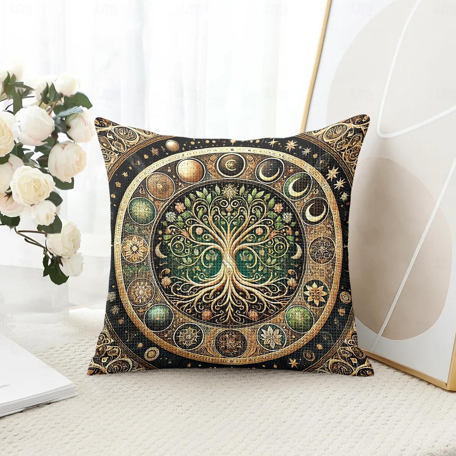Housse de coussin décorative arbre de vie 1PC coussin carré doux pour canapé housse de coussin pour chambre à coucher salon chaise de 2025 ? $12.99 –P1