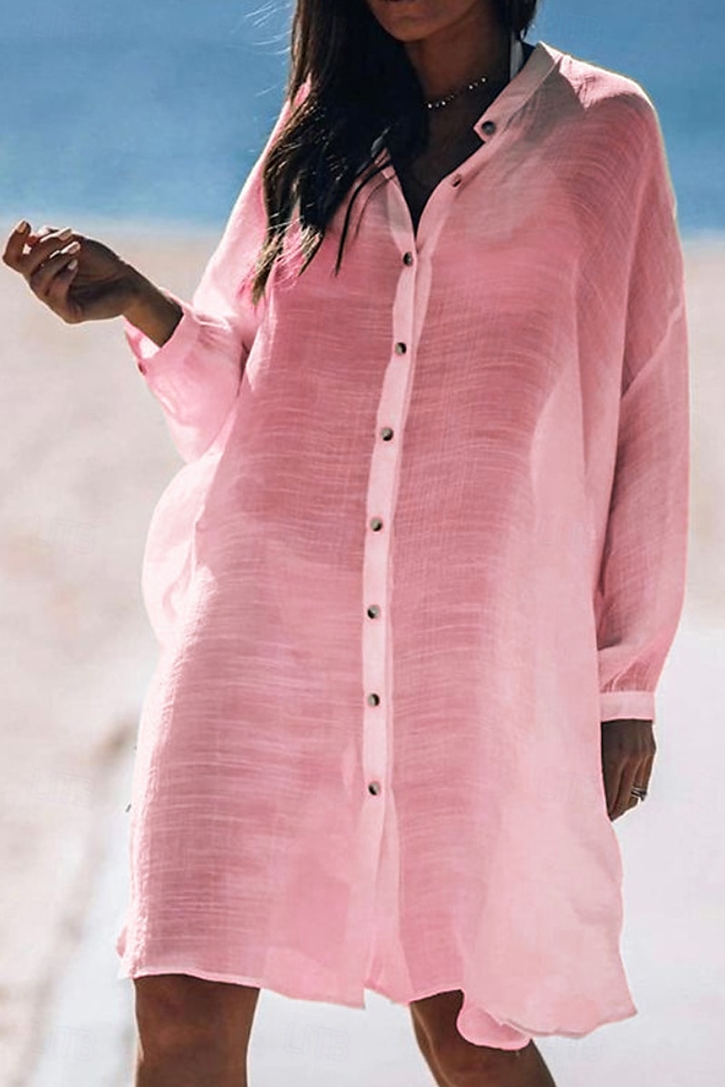 Per donna Camicia Camicie ispirate al lino Abbottonare Blusa Semplice Moderno Casual Manica Lunga Colletto a Camicia Top lunghi Quotidiano Ferie Uscire Bottoni Bianco Giallo Rosa Azzurro Estate del 2025 a $26.99 –P2