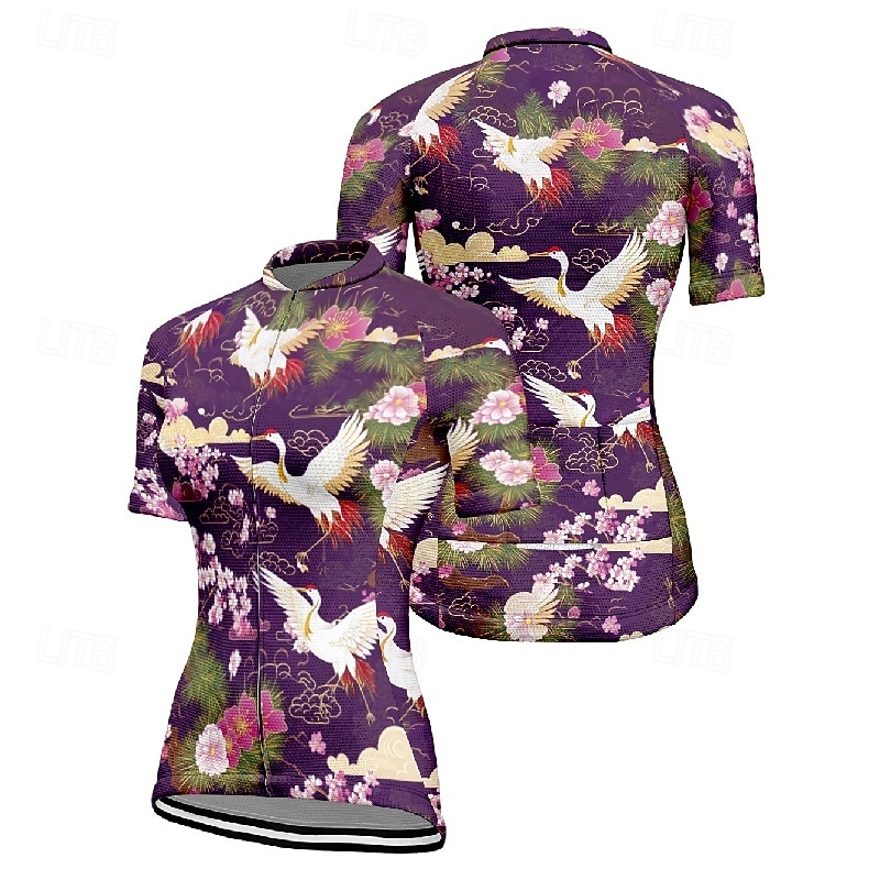 Női Biciklis ruházat Állat Virág Rövid ujjú Kerékpár Póló Dzsörzé 3 hátsó zsebbel Hegyi biciklizés Gyors szárítás Anatómiai tervezés Bélfonalszövet Légáteresztő Sport Fekete Piros Tengerészkék Ruházat 2026 - $23.99 –P18