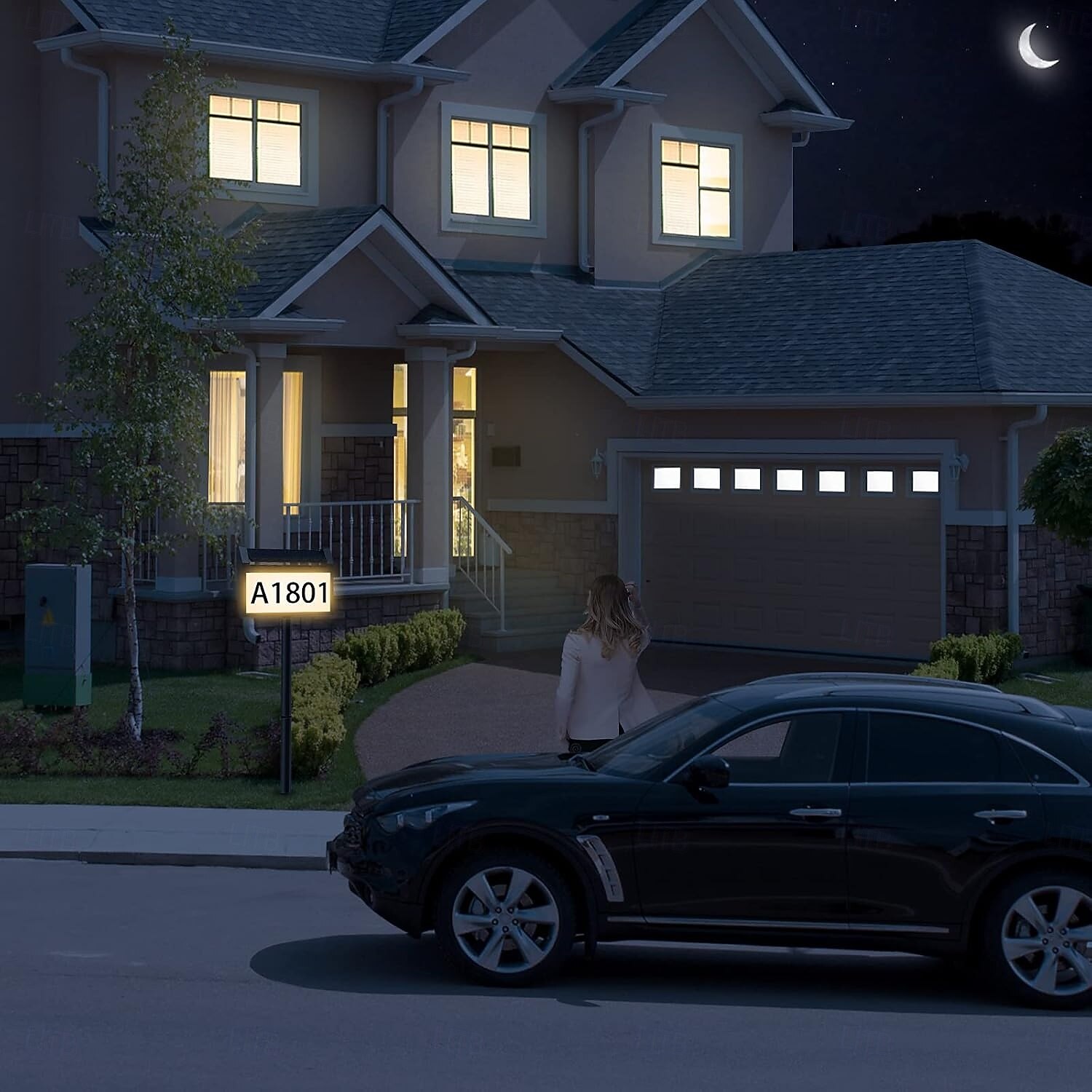 Luzes de endereço solares LED iluminado placa de endereço externa com controle inteligente 3 cores em 1 luz de número de casa à prova d'água com energia solar com estacas para quintal externo casa rua 1 unidade de 2025 por $54.99 –P3