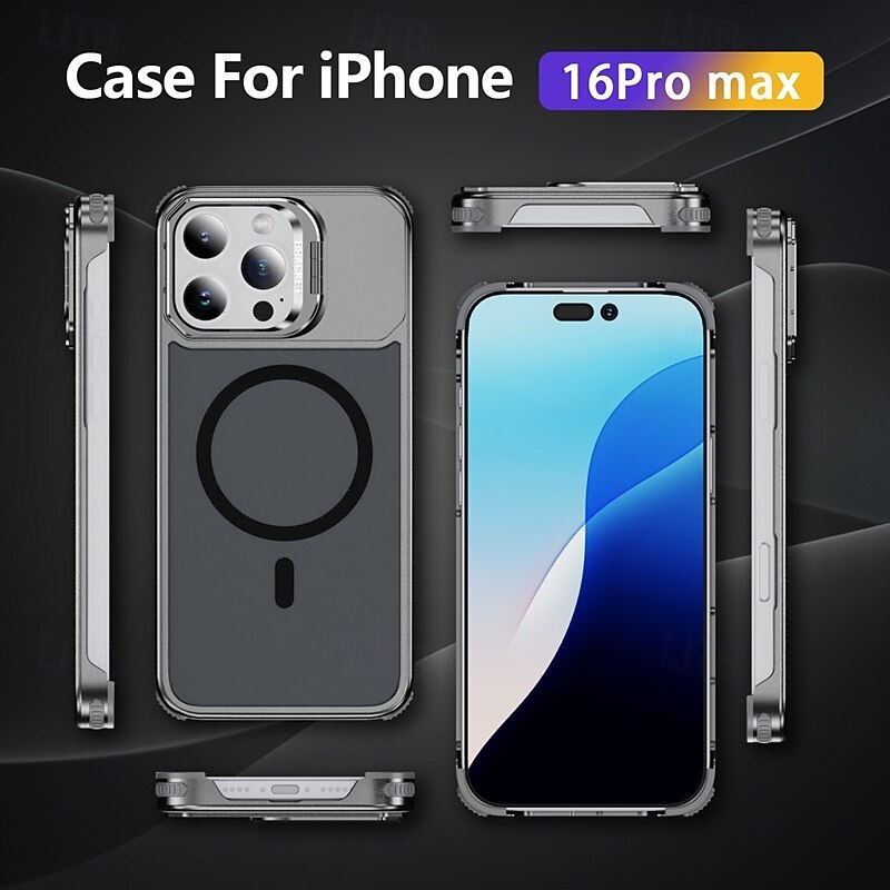 2025年 電話 ケース 用途 iPhone 16 Pro Max プラス iPhone 15 プロマックスプラス iPhone 14 13 12 Pro Max Plus バックカバー スタンド付き 磁石バックル ワイヤレス充電をサポート レトロ風 メタル コレクション – $39.99 –P8