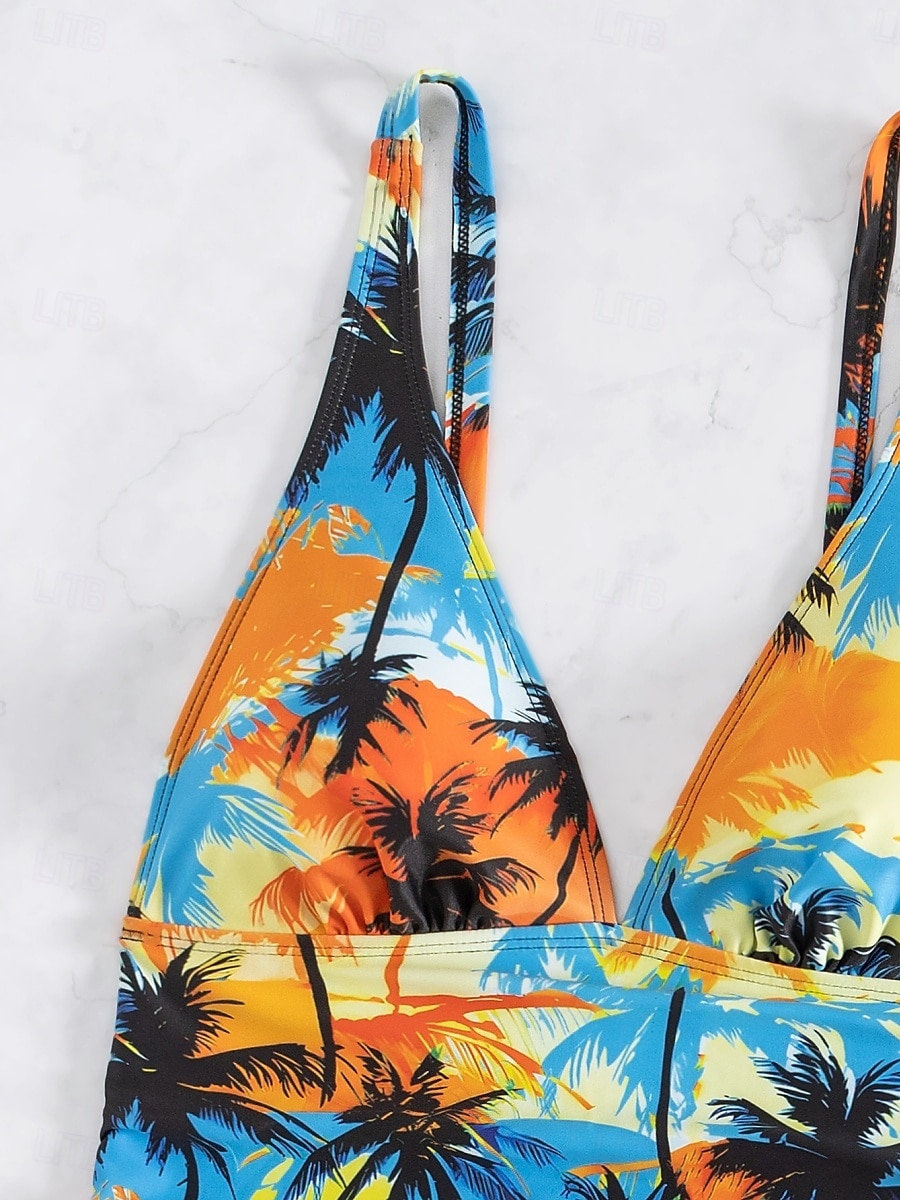 Maillots de bain femmes Bikini 2 pièces Maillot de bain échancré Sans dos Slim Vêtements de plage Vacances Floraux Col halter Sans manches de 2025 ? $23.99 –P6