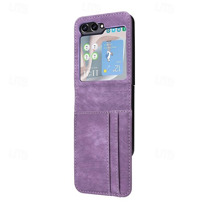 Phone Case For Samsung Galaxy Z Flip 6 Z Flip 5 Z Flip 4 Z Flip 3 Back Cover Card Slot Shockproof Retro TPU PU Leather 2025 - $15.99 –P6