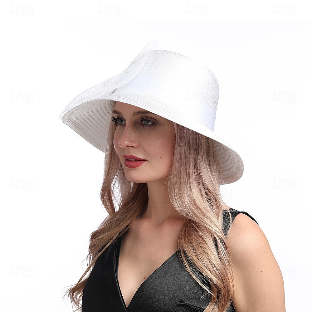 Hatter Organza Solhatt Ferie Te Fest Hesteveddeløp Cocktail Elegant Vintage Søt Med Blomster Hodepryd Hodeplagg 2025 - $31.99 –P36