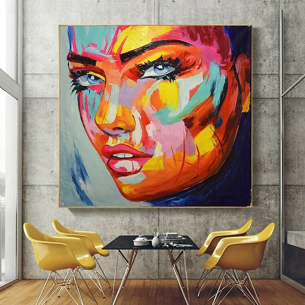 nóż pattle kobiety twarz olej malarstwo ręcznie robiony duży rozmiar figurka akryl oli malarstwo duży obraz płótno malarstwo ręcznie malowane pokryte pop art malarstwo do sypialni salon sztuka 2025 - $116.99 –P2