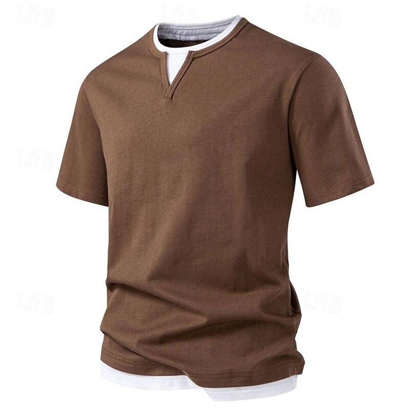 Men's T Shirt Tee Short Sleeve Shirt Tee Top Short Sleeve Crew Neck Summer Plain Fashion Designer Basic Patchwork Vacation Street Going out Black Light Green Dark Grey Top Tee for Men 2025 - $32.99 –P9