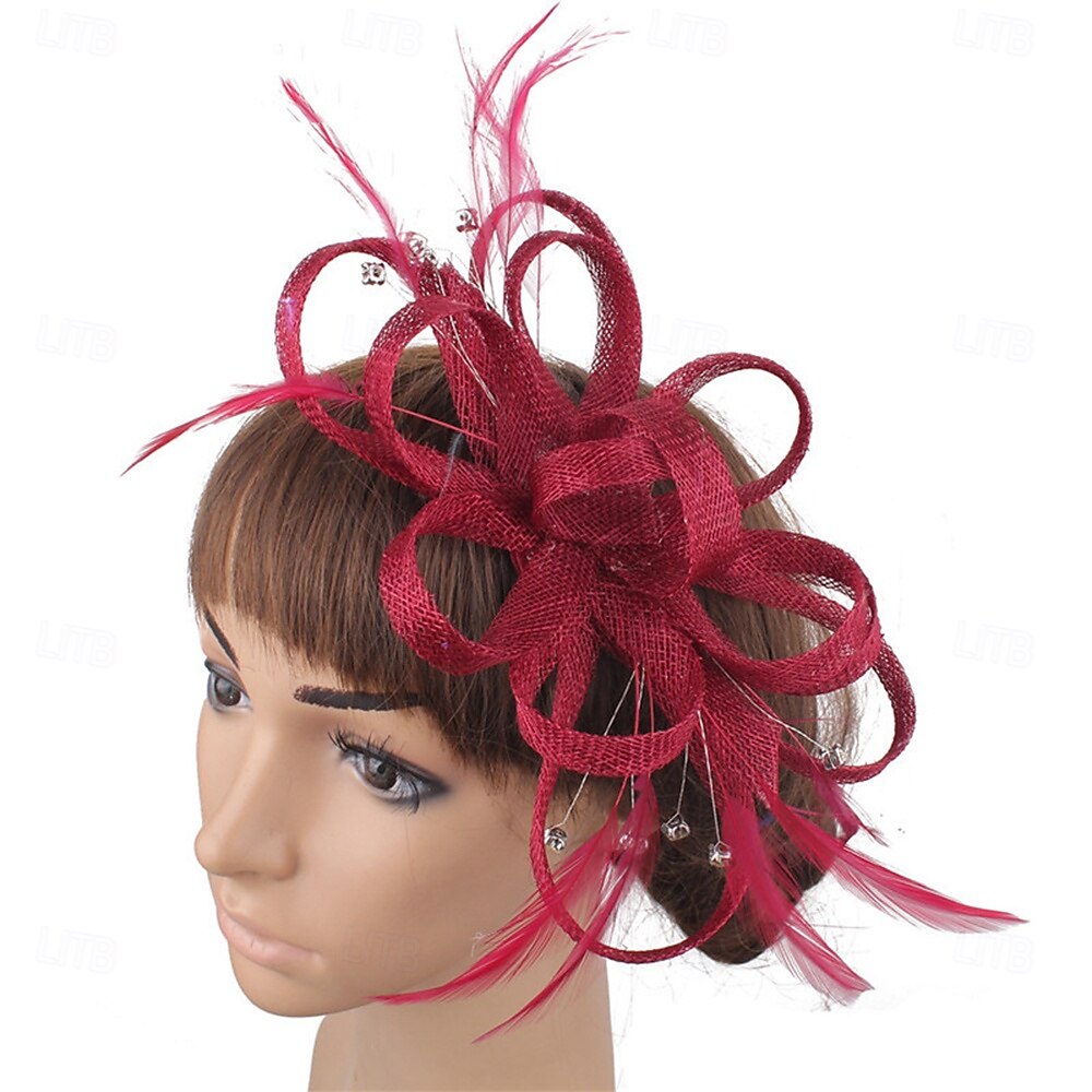 Kopfstück Federn Sinamay Hochzeit Abendgesellschaft Elegant Hochzeit Mit Feder Kopfschmuck Kopfbedeckung 2025 - $21.99 –P1