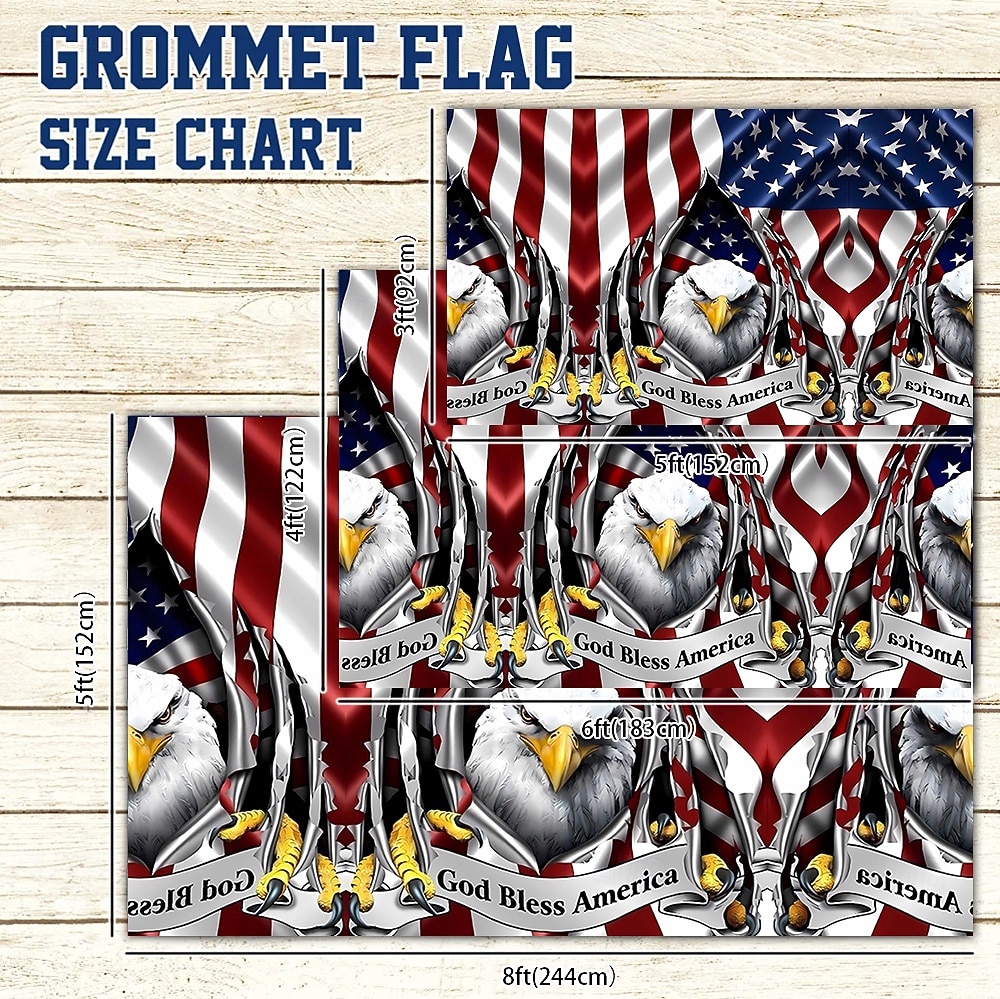 4 juli Utomhus Inomhus Med Öglor Patriotisk Flagga Självständighetsdagen Amerikansk Hus Gård Trädgårdsdekorationer Högtidsbanner Skylt 2026 - $11.99 –P10
