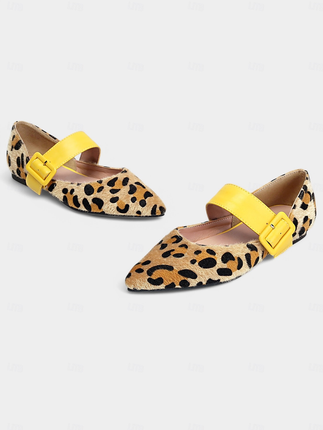 dámské kalhotky mary jane s květinovým leopardím vzorem – elegantní boty se špičatou špičkou s růžovým páskem na přezku pro běžné, pracovní a jarní výlety 2025 - GBP £34 –P3