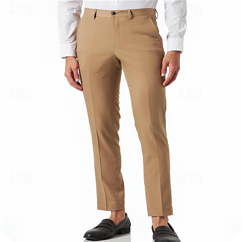 Hombre pantalones de traje Pantalones Chinos Botones Bolsillo Plano Comodidad Formal Fiesta Trabajo Moda Estilo clásico Negro Naranja Microelástico 2025 - $28.99 -P4