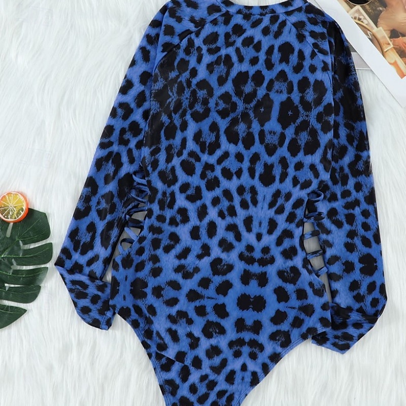 Damen Badeanzug Einteiler Bademode Reißverschluss Tropisch Strandbekleidung Leopard V-förmiger Draht-Ausschnitt Ärmellos Badeanzüge 2025 - $25.99 –P14