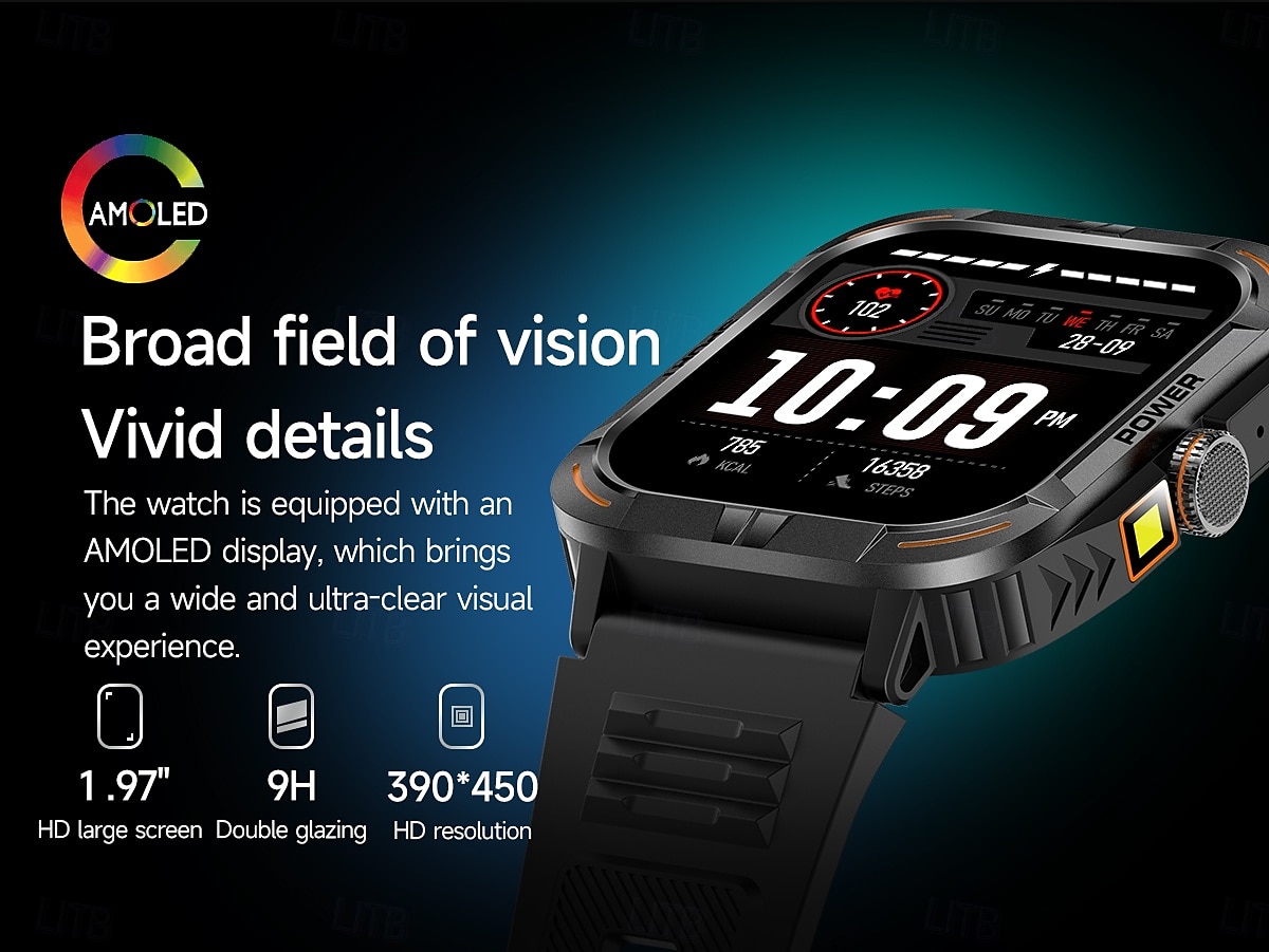 Умные часы ZW69 с LED-фонариком 1,97-дюймовым AMOLED экраном 390 * 450 полное сенсорное управление Bluetooth-звонки несколько спортивных режимов 2025 - $47.99 –P3