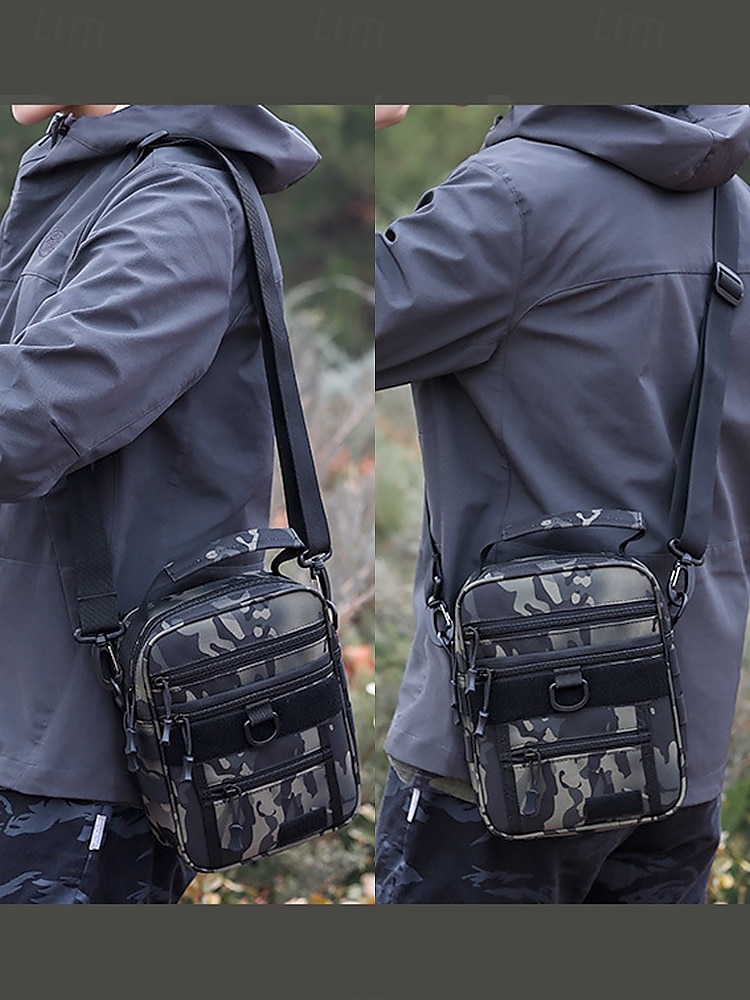 borsa a tracolla mimetica digitale multifunzionale da uomo con tasche multiple - stile tattico per gli amanti dell'outdoor, escursionismo, viaggi e uso quotidiano bianco nero verde del 2025 a $18.99 –P3
