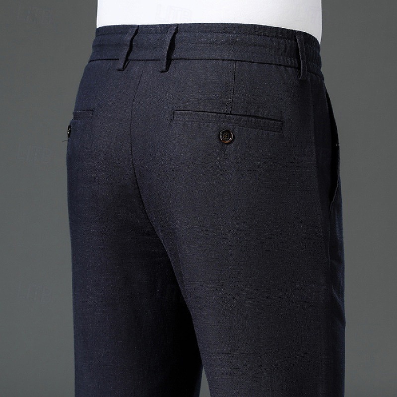 Herr Atletiska byxor Aktiva byxor Långbyxor Snörning Elastisk dragsko i midjan Ensfärgat Bärbar Fullängd Formell Bröllop Utomhus Elegant Semester Ljus kaki Svart Microelastisk 2025 - $46.99 –P10