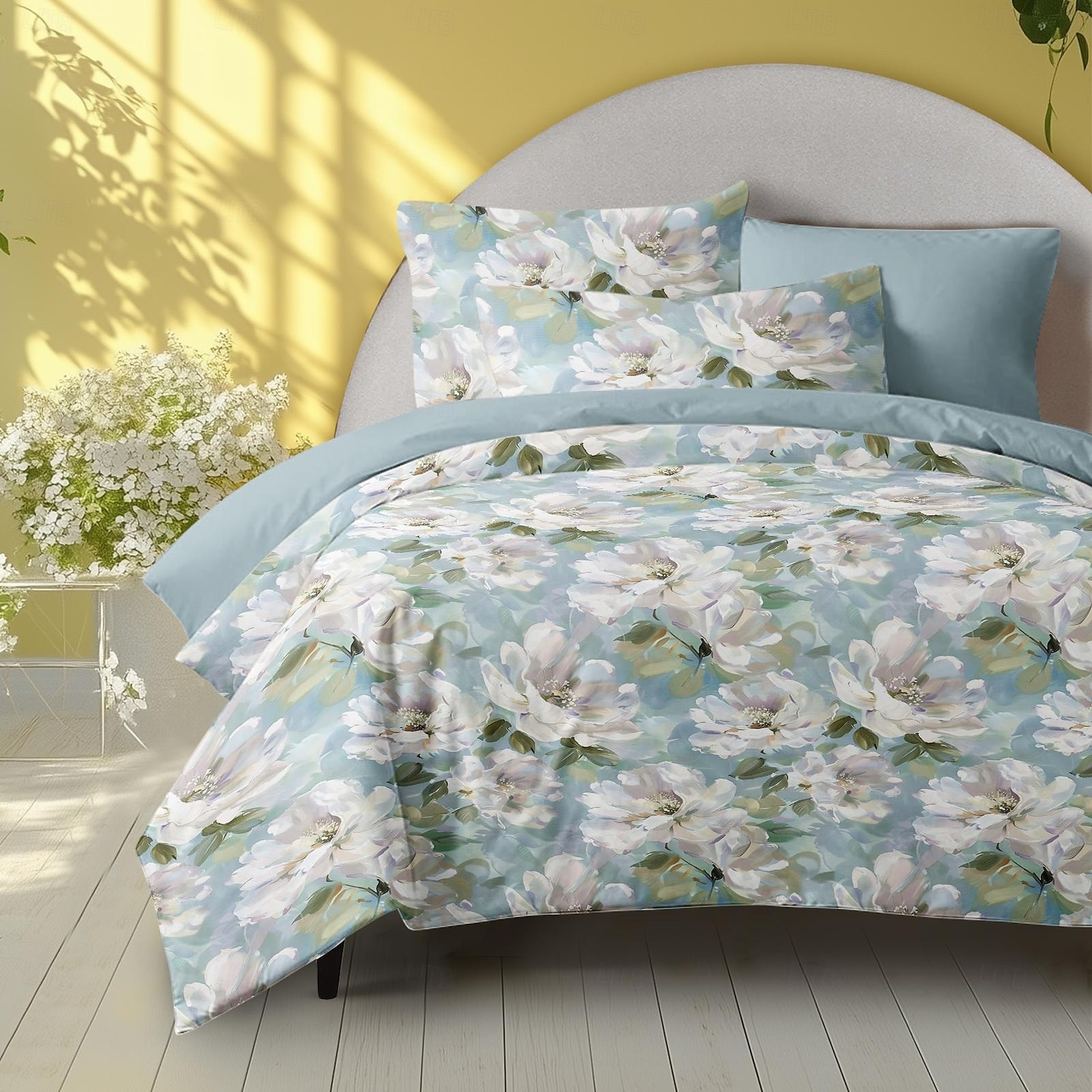 Capa de Edredom Floral Romântica Tamanho Duplo Conjunto de Cama Conjuntos de Cama Capa de Colcha Macia e Leve com 2 Cases de Almofada para Verão Primavera de 2025 por $60.99 –P7