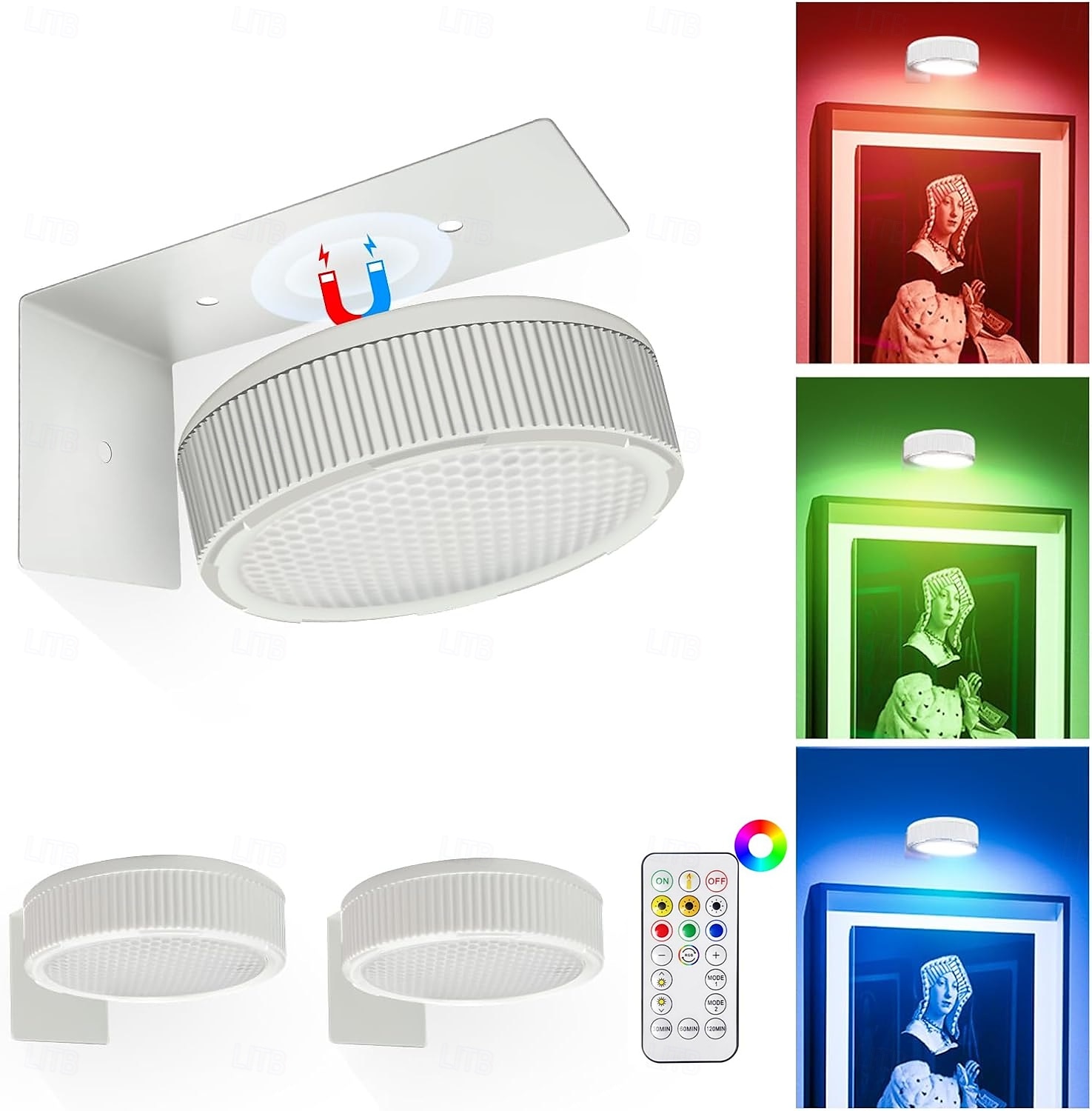 LED Wireless Picture Light, 20 RGB Color Magnetic Lights, Adjustable Timer Led Picture Frame Art Display Light, Wireless Gallery Display Wall Photo Light 2025 - $23.99 –P8