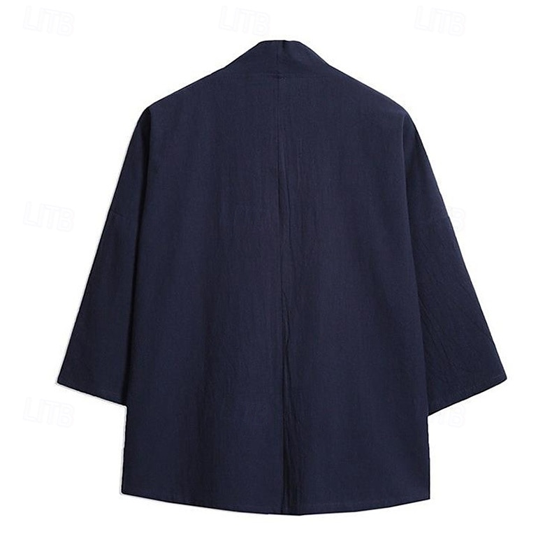 Men's Shirt Linen Shirt Casual Shirt Cotton Shirt Bird Vacation Holiday Black Wine Navy Blue Gray Long Sleeve V Neck Summer Clothing Apparel Embroidered 2025 - $25.99 –P4