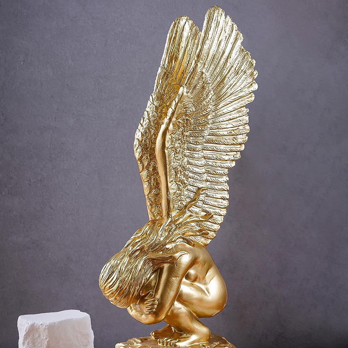 Gold Kneeling Angel Desktop Decoration, Resin Material Salvation Angel Sculpture, Handmade Craft for TV Background Wall, Entryway, Study, and Office Desk Decor 2025 - $7.99 –P3