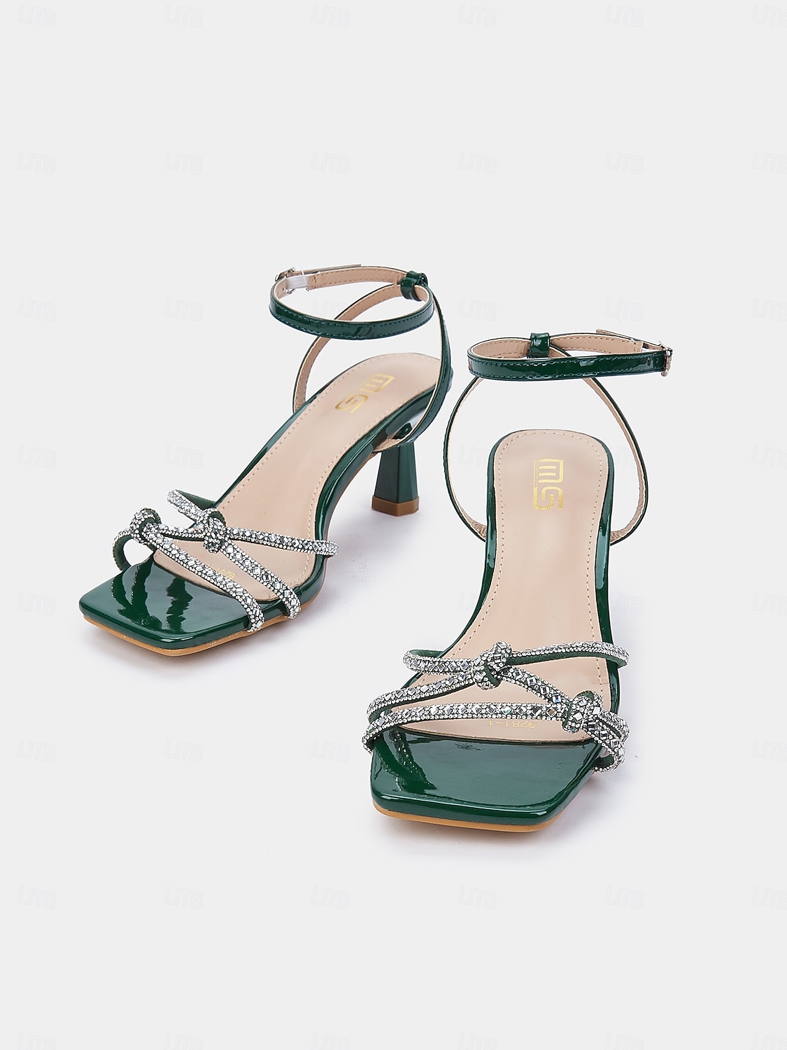 Women's Black Rhinestone Strappy Low Heel Sandals – Stylish Cocktail Party Evening Shoes 2026 - GBP £34 –P3