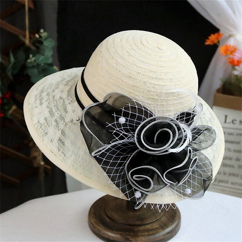 Hats Polyester Napszemüveg Esküvői Ünnep Teás Party Lovas Verseny Koktél Elegáns Vintage Napvédelem Virágfejdísszel 2025 - $19.99 –P7