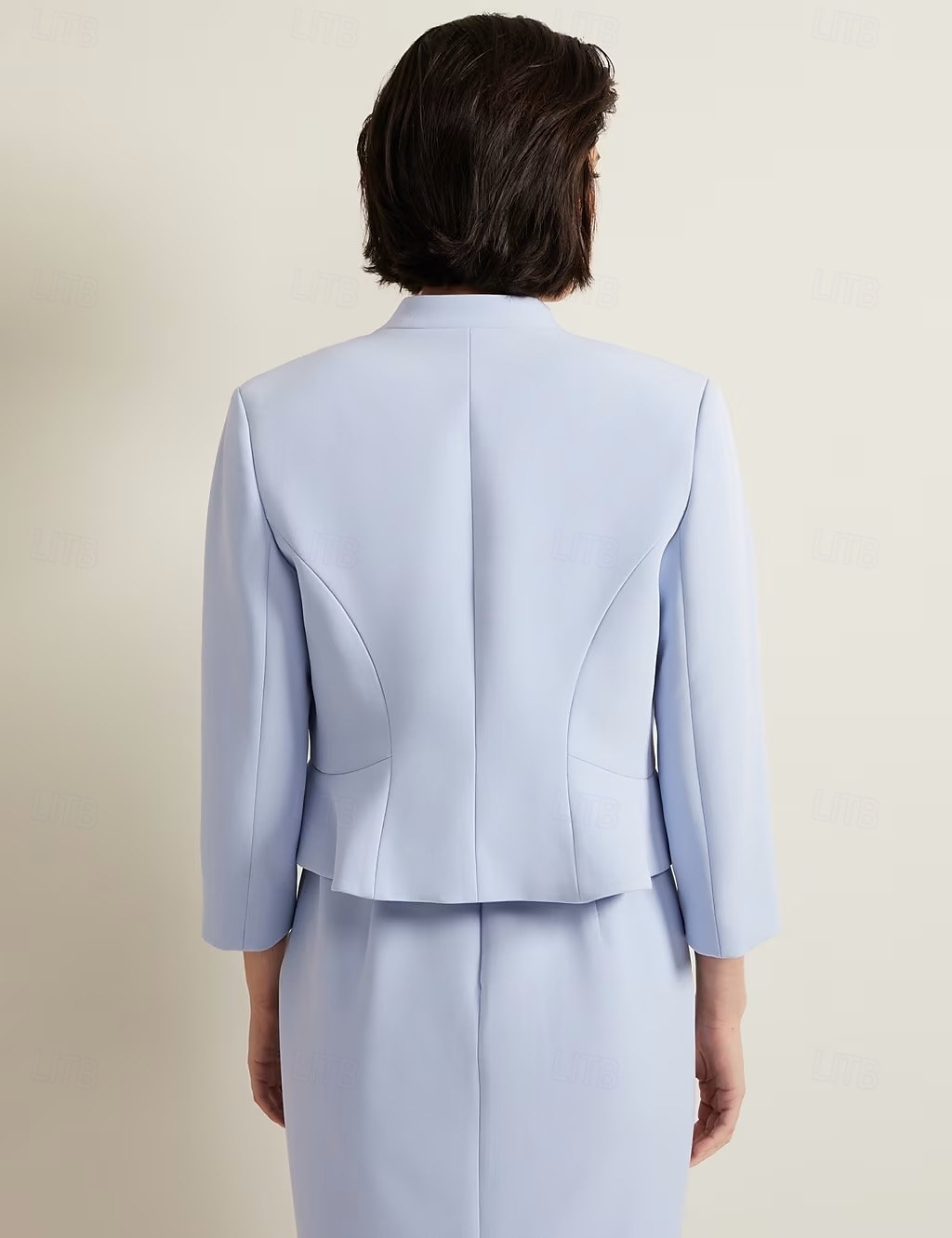 Vestido de Madre de la Novia Sheath  Column Elegante Simple Cuello Redondo Longitud de Té Crepé Manga 3/4 con Encaje Color Sólido 2025 - $178.99 –P3