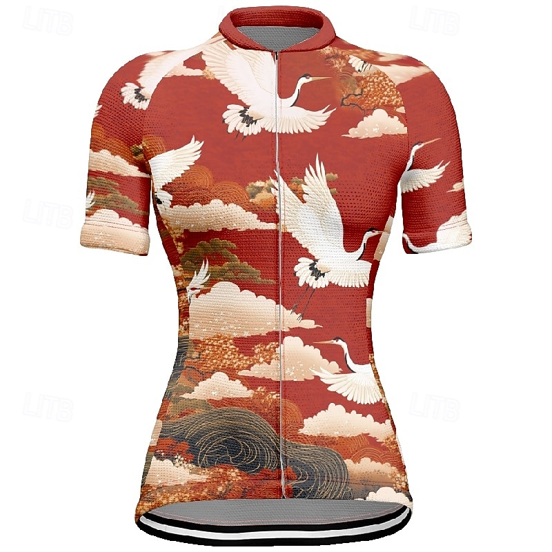 Női Biciklis ruházat Állat Virág Rövid ujjú Kerékpár Póló Dzsörzé 3 hátsó zsebbel Hegyi biciklizés Gyors szárítás Anatómiai tervezés Bélfonalszövet Légáteresztő Sport Fekete Piros Tengerészkék Ruházat 2026 - $23.99 –P13