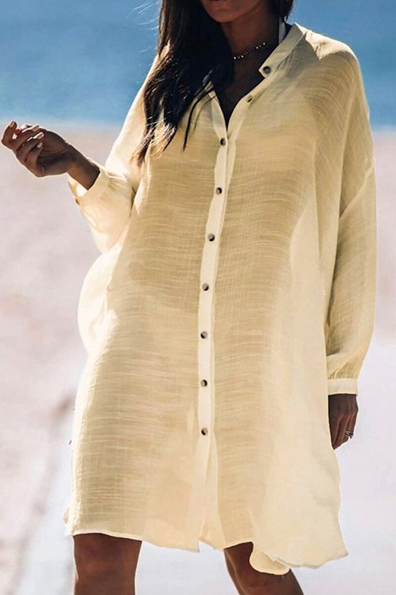 Per donna Camicia Camicie ispirate al lino Abbottonare Blusa Semplice Moderno Casual Manica Lunga Colletto a Camicia Top lunghi Quotidiano Ferie Uscire Bottoni Bianco Giallo Rosa Azzurro Estate del 2025 a $26.99 –P3