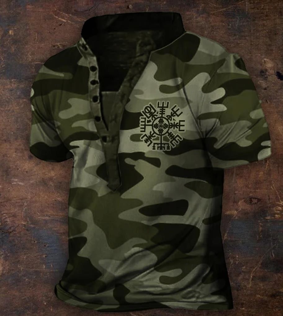 Pánské Kamuflážní barva Tričko Tričko Henley Trička Krátký rukáv Designové Základní Klasické Venkovní Denní Sport Léto Tmavěhnědá Modrá Zelená Henley Tričko Henley 2025 - $21.99 –P1
