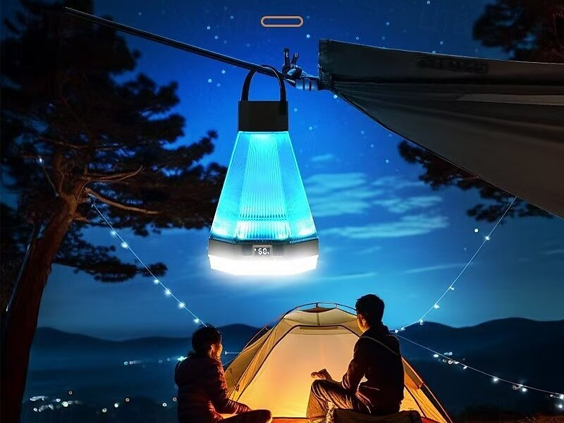 Luzes LED externas lanternas de acampamento com 6 modos de luz tipo C lâmpada de mão à prova d'água para acampamento caminhadas quedas de energia 1 unidade (preto/verde) de 2025 por $32.99 –P5