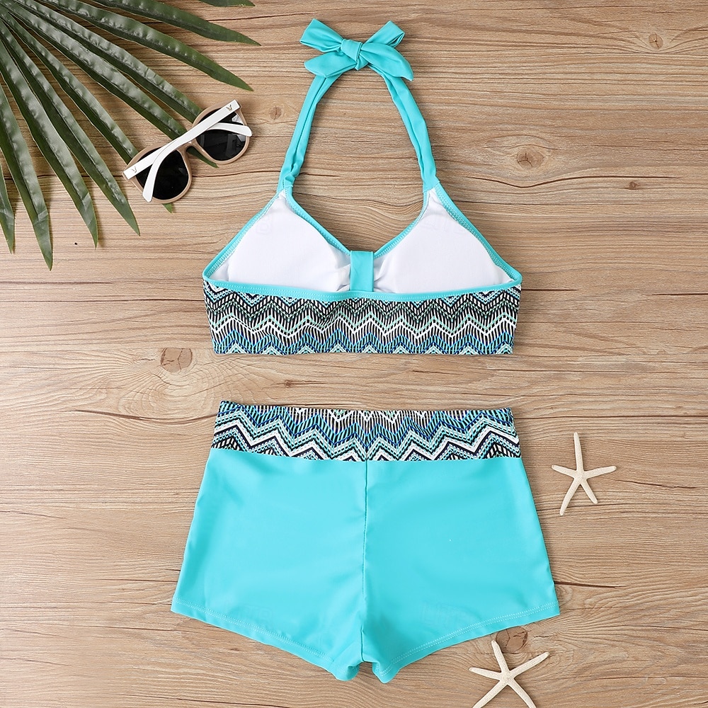 Damen Badeanzug Bikini Zweiteilig Monokini Freche Unterhose Bademode Gestrickt Urlaub Tropisch Farbblock Gestreift Stürzen Ärmellos Badeanzüge 2025 - $22.99 –P14