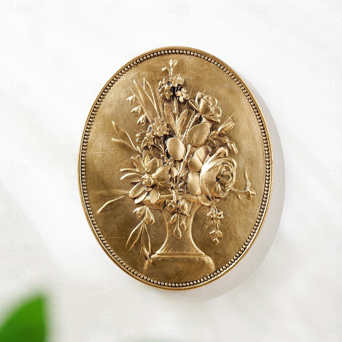 decoração de parede esculpida em baixo-relevo oval dourado vintage, decoração de parede de resina pintada à mão para casa, estilo retrô europeu, ideal para decoração de casa, hotel e adereços de de 2025 por $25.99 –P7