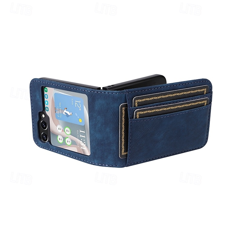 Phone Case For Samsung Galaxy Z Flip 6 Z Flip 5 Z Flip 4 Z Flip 3 Back Cover Card Slot Shockproof Retro TPU PU Leather 2025 - $15.99 –P3