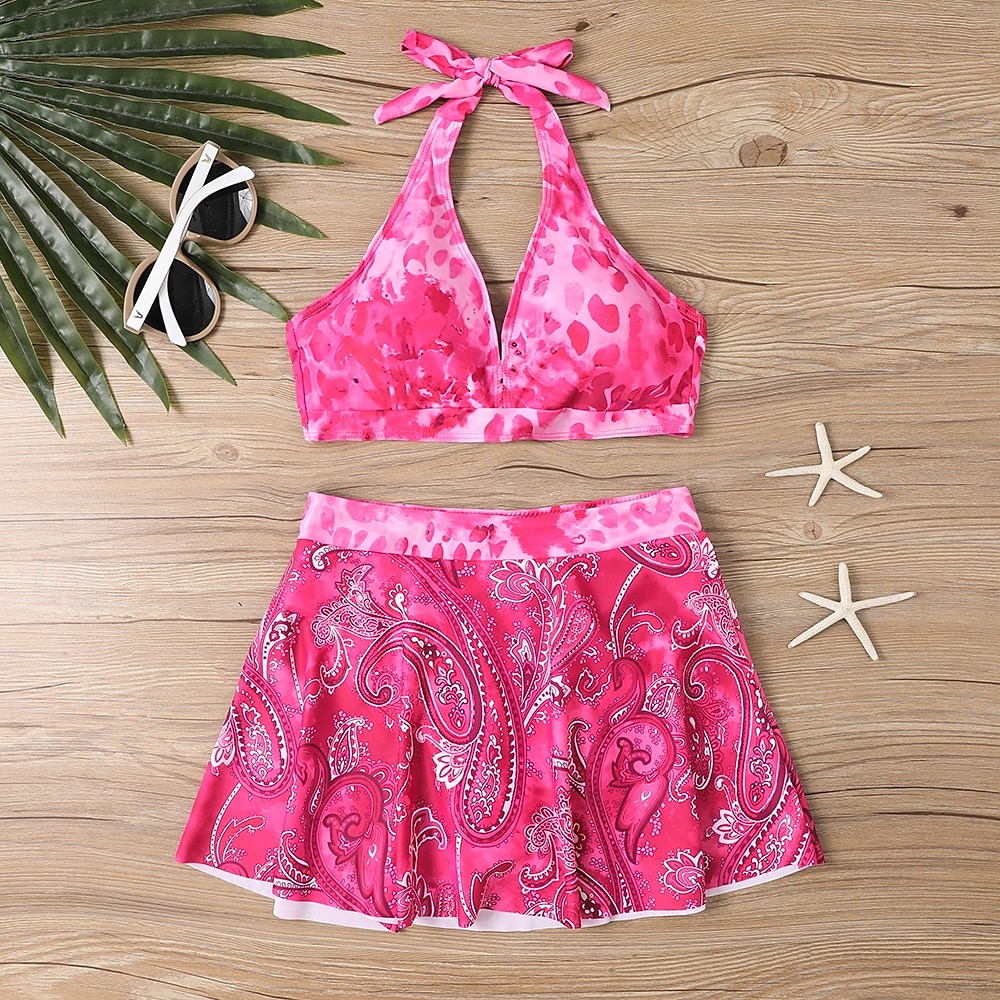 Női Fürdőruha Bikini Tankini 2 darab Merész Fürdőruha Mély-V Push up Kötött Szabadság Tropikus Virágos Paisley Merüljön el Ujjatlan Fürdőruhák 2025 - $25.99 –P11