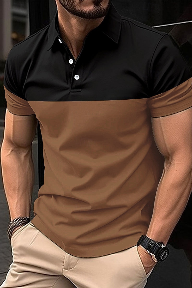 Men's Golf Shirt Golf Polos Shirts Work Business Lapel Short Sleeve Modern Comfortable Color Block Patchwork Buttons Summer Spring Regular Fit Wine Pinky Yellow Blue Green Light Sky Blue Golf Shirt 2025 - $17.99 –P10