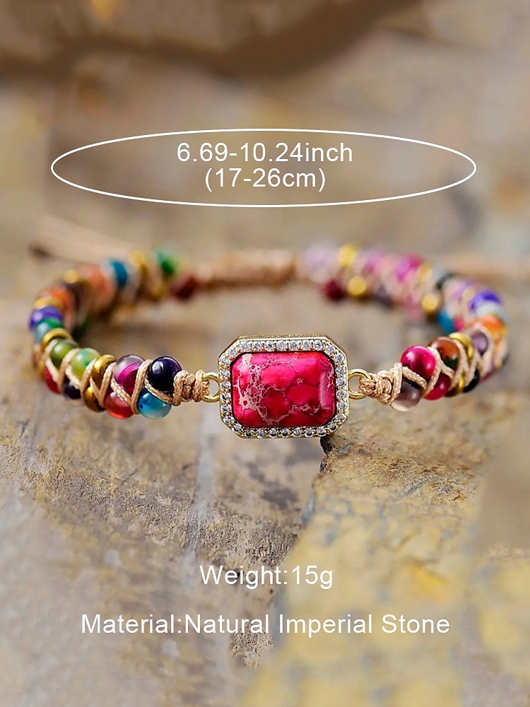 Handmade Colorful Natural Stone Bracelet – Bohemian Beaded Wrap Bracelet with Rhinestone Charm, Adjustable Fashion Jewelry for Women, Perfect for Gifts, Parties and Casual Wear 2026 - $14.99 –P5