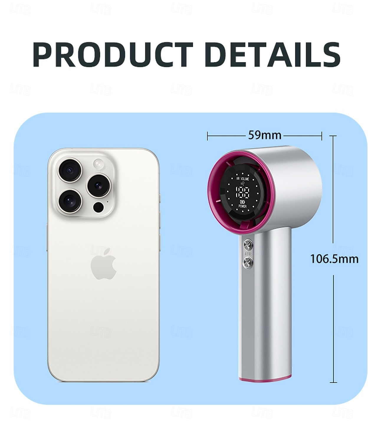 2025年 ポータブルハイスピードファン、超強風、1-100無段階風速、LEDデジタルディスプレイ、スマートタッチコントロール、紛失防止ランヤード コレクション – $29.99 –P11
