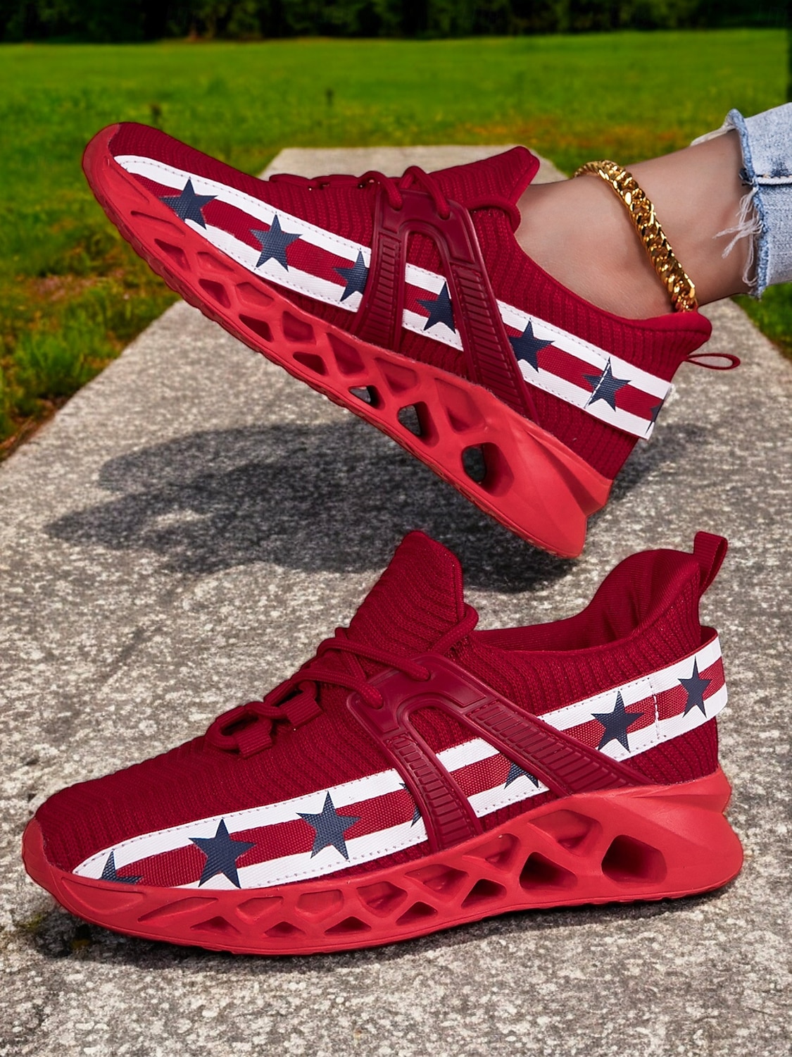 Damen-Sneaker mit Blade-Sohle zum Unabhängigkeitstag – patriotische Laufschuhe mit amerikanischer Flagge für Sport und Freizeit 2025 - $29.99 –P2