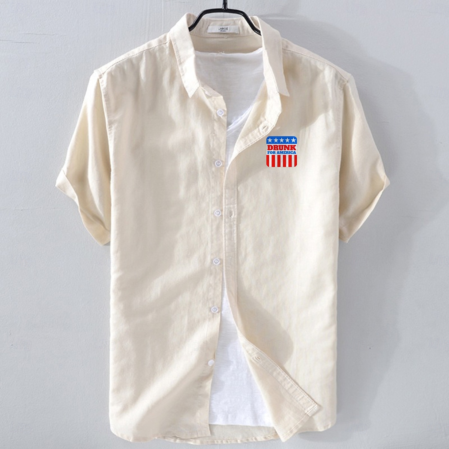 Herren Leinenhemd Freizeithemd Baumwoll-Leinen-Hemd Knopfhemd Muster Urlaub Straße Weiß Dunkelmarine Himmelblau Aprikose Kurzarm Revers Sommer Bekleidung Button-Down 2025 - $18.49 –P6